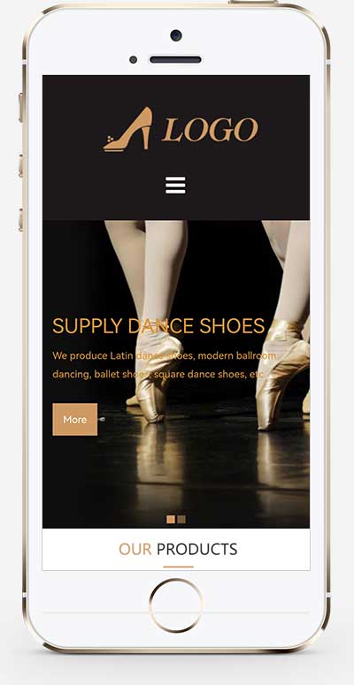 (自适应手机端)英文外贸芭蕾舞鞋网站pbootcms模板 拉丁舞鞋鞋类网站源码下载